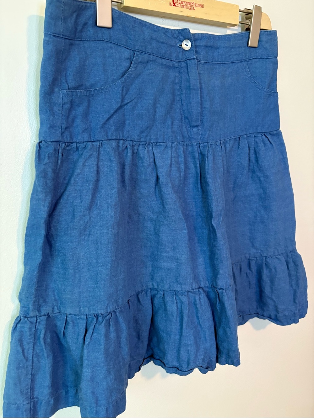 Brora Blue Tiered Linen Skirt
